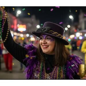 Eric Javits Vintage Purple and Gold Designer Bow Hat- Mardi Gras